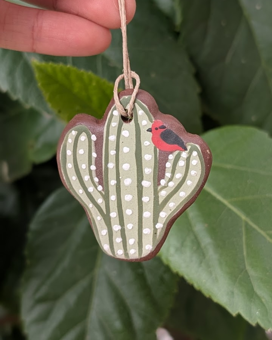 Vermillion Flycatcher on Saguaro #3 Magnet/Ornament